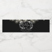 白黒ストリングライトフローラ結婚 ペットボトルラベル (シングルラベル)