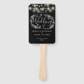 白黒ストリングライト結婚式 プログラム ハンドファン (正面)