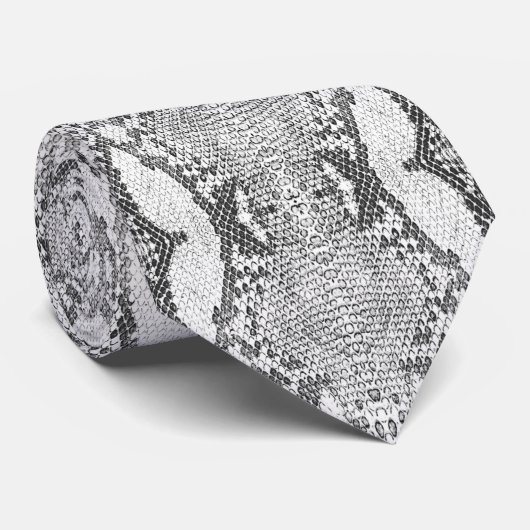 白黒スネークスキンプリント2、ネックタイ ネクタイ (ロール)