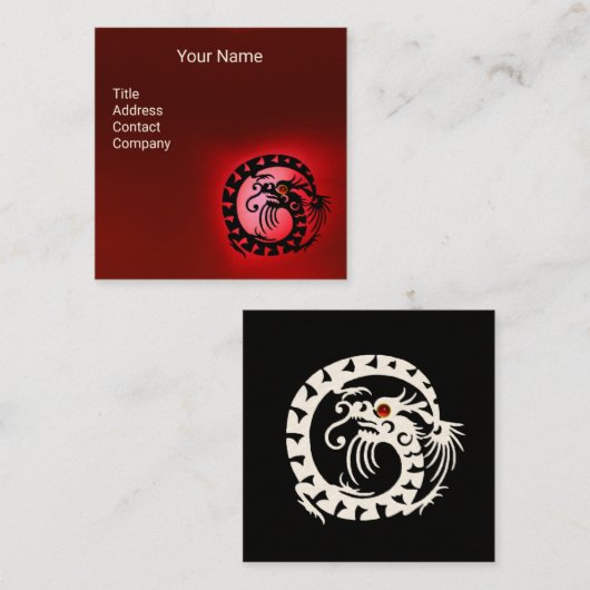 白黒スネークドラゴンレッドルビージェムストーン スクエア名刺 (正面/裏面)