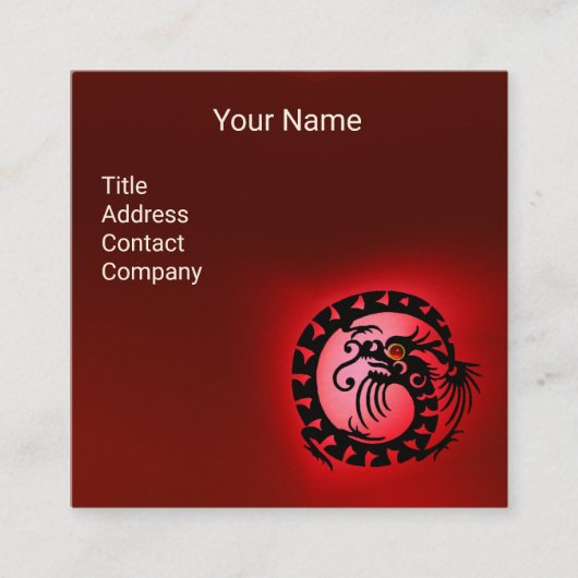 白黒スネークドラゴンレッドルビージェムストーン スクエア名刺 (正面)
