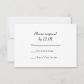 白黒スノーフレークウィンターウェディングRSVP 出欠カード (裏面)