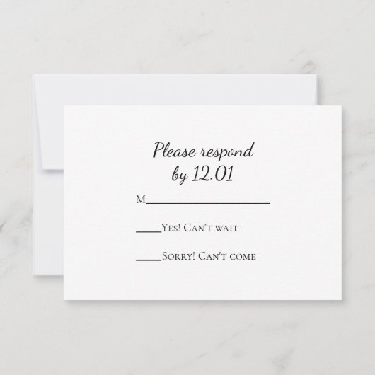 白黒スノーフレークウィンターウェディングRSVP 出欠カード (裏面)