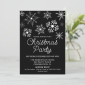 白黒スノーフレークスクリスマスパーティの招待状 招待状 (スタンド正面)