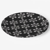 白黒スノーフレークスクリスマスホリデークリスマス ペーパープレート (アングル)