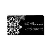 白黒スノーフレークスホリデー差出人住所 ラベル (正面)