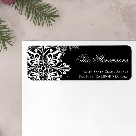 白黒スノーフレークスホリデー差出人住所 ラベル