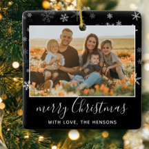 白黒スノーフレークメリークリスマスフォト