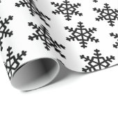 白黒スノーフレークモダンパターンホリデー ラッピングペーパー (ロールコーナー)