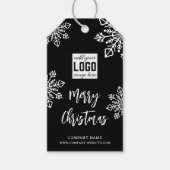 白黒スノーフレーク会社ロゴメリークリスマス ギフトタグ (正面)