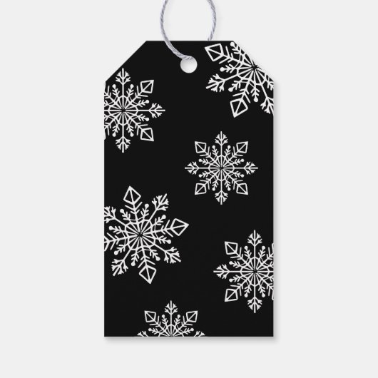 白黒スノーフレーク会社ロゴメリークリスマス ギフトタグ (裏面)