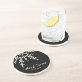 白黒スノーフレーク冬の結婚式 コースター (側面)