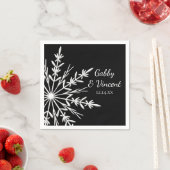 白黒スノーフレーク冬の結婚式 スタンダードカクテルナプキン (インサイチュ)