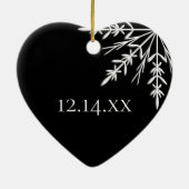 白黒スノーフレーク冬の結婚式 セラミックオーナメント (裏面)