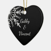 白黒スノーフレーク冬の結婚式 セラミックオーナメント (左)