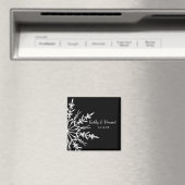 白黒スノーフレーク冬の結婚式 マグネット (インサイチュ (食洗機))