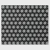 白黒スノーフレーク模様のラッピング紙 ラッピングペーパー (フラット)