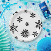 白黒スノーフレーク紙プレート ペーパープレート (パーティー)