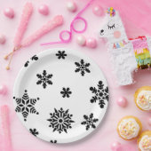 白黒スノーフレーク紙プレート ペーパープレート (パーティー)