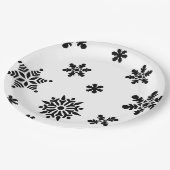 白黒スノーフレーク紙プレート ペーパープレート (アングル)