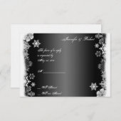 白黒スノーフレーク結婚の応答カード 出欠カード (正面/裏面)