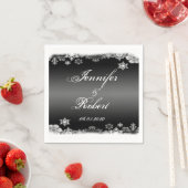 白黒スノーフレーク結婚ズ スタンダードカクテルナプキン (インサイチュ)
