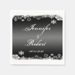 白黒スノーフレーク結婚ズ スタンダードカクテルナプキン