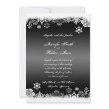 白黒スノーフレーク結婚式招待状