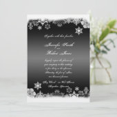 白黒スノーフレーク結婚式招待状 招待状 (スタンド正面)