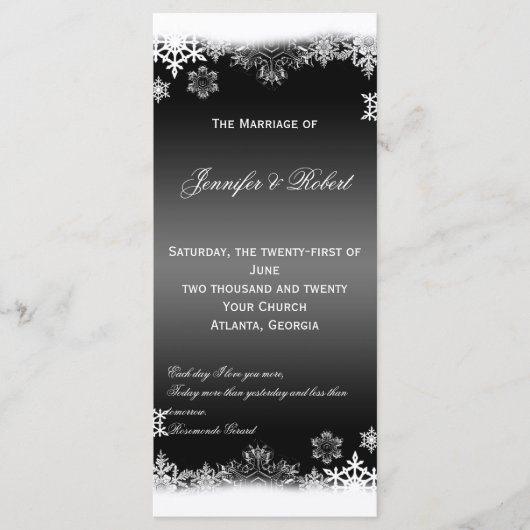 白黒スノーフレーク結婚式 プログラム (正面)