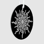 白黒スノーフレーク音楽ノートモノグラム オーナメント (正面)