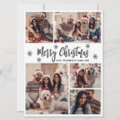 白黒スノーフレーク5フォトコラージュクリスマス シーズンカード (正面)