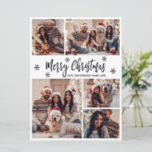 白黒スノーフレーク5フォトコラージュクリスマス シーズンカード (スタンド正面)