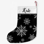白黒スノーフレーク スモールクリスマスストッキング (裏面)