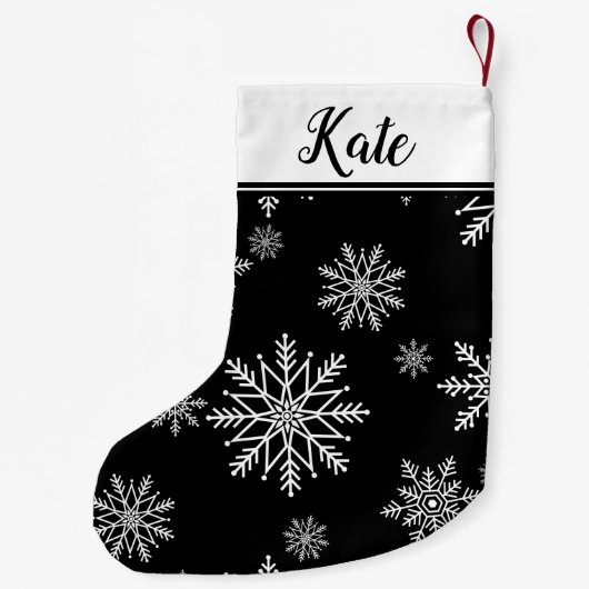 白黒スノーフレーク スモールクリスマスストッキング (裏面)