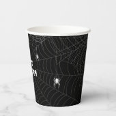 白黒スパイダーウェブハッピーハローウィン 紙コップ (裏面)