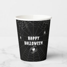 白黒スパイダーウェブハッピーハローウィン 紙コップ