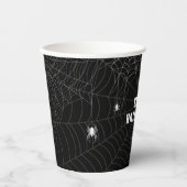 白黒スパイダーウェブハッピーハローウィン 紙コップ (正面)