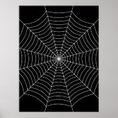 白黒スパイダーウェブハロウィーンアート ポスター (正面)