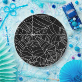 白黒スパイダーウェブハローウィンパーティ ペーパープレート (パーティー)