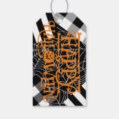 白黒スパイダーウェブパッチワークハローウィンパーティ ギフトタグ (裏面)