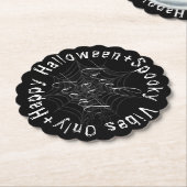 白黒スパイダーウェブモダンハッピーハローウィン ペーパーコースター (アングル)