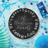 白黒スパイダーウェブモダンハッピーハローウィン ペーパープレート (パーティー)