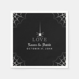 白黒スパイダーウェブLOVEハロウィン結婚ズ スタンダードカクテルナプキン