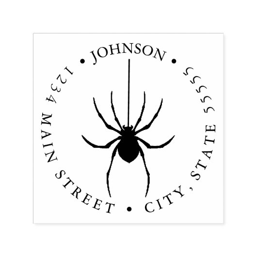 白黒スパイダーシルエット戻りラベル セルフインキングスタンプ (デザイン)