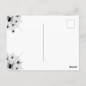 白黒スパイダーズくもの巣ハローウィンパーティ招待 ポストカード (裏面)