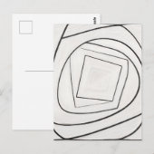 白黒スパイラルスクエア抽象画 ポストカード (正面/裏面)