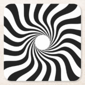 白黒スパイラルプリント スクエアペーパーコースター (正面)