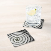 白黒スパイラル紙コースター スクエアペーパーコースター (インサイチュ)