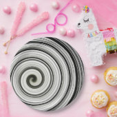 白黒スパイラル ペーパープレート (パーティー)